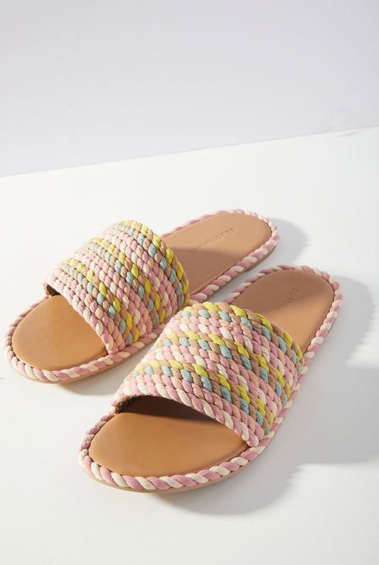 SUNSHINE-MIAMI MULTI vegan rope footbed slide sandal
