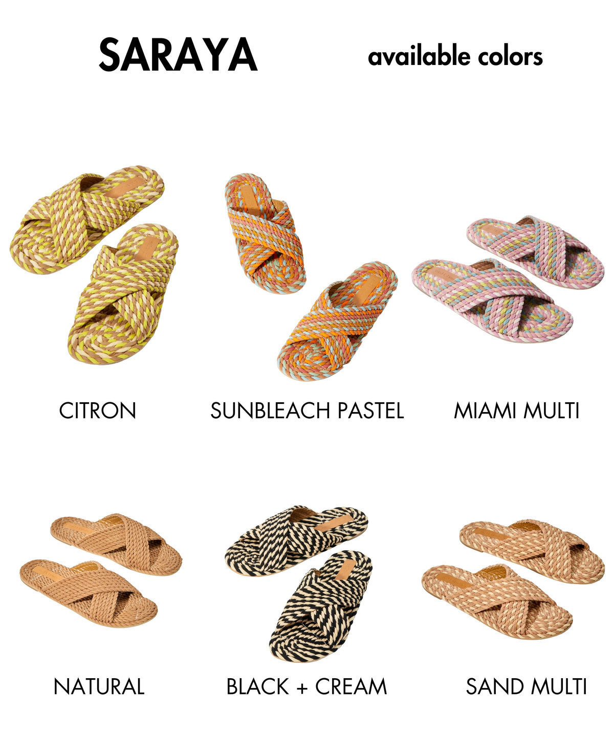 SARAYA - SUNBLEACH PASTEL vegan rope cross band slide sandal
