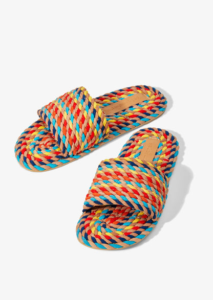 SUNNY-RAINBOW MULTI vegan rope slide sandal