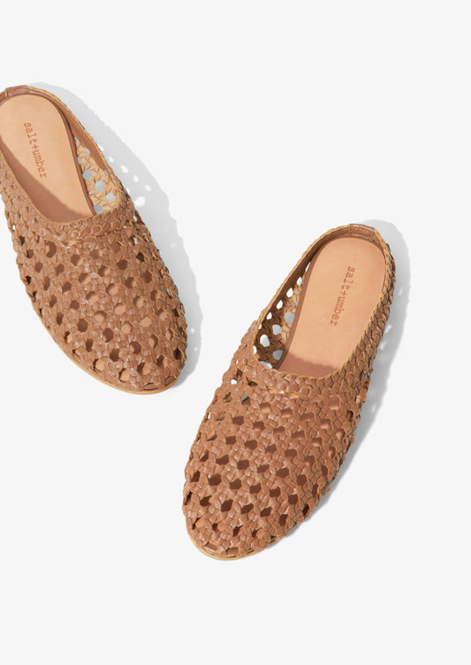 SHANTI - BROWN handwoven leather mule
