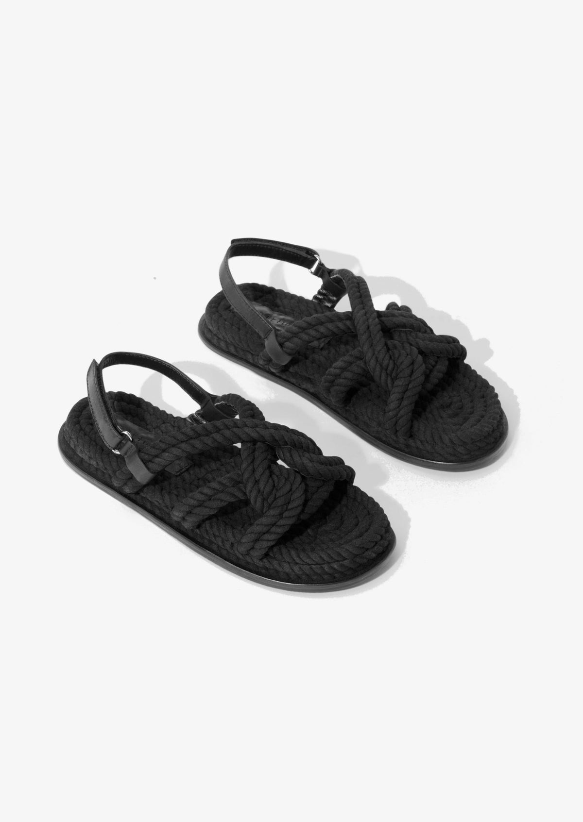 SANSA-BLACK rope nautical knot slingback platform