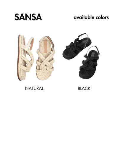 SANSA-BLACK rope nautical knot slingback platform