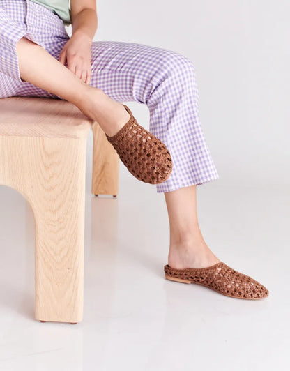 SHANTI - BROWN handwoven leather mule