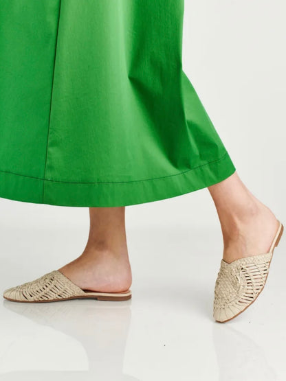 ARI - BONE basketweave leather mules