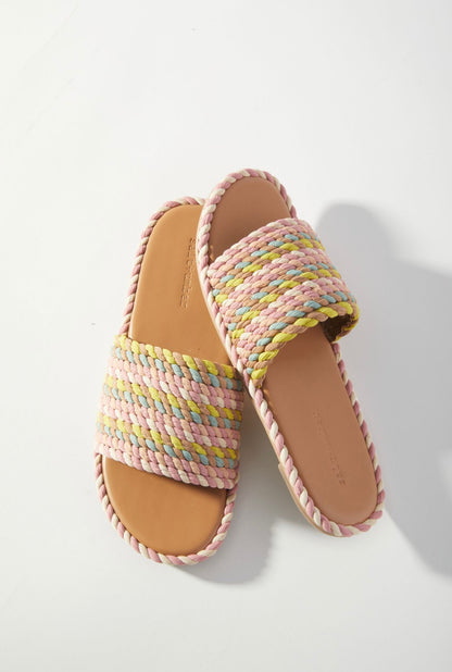 SUNSHINE-MIAMI MULTI vegan rope footbed slide sandal