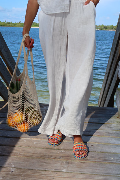 SUNNY-RAINBOW MULTI vegan rope slide sandal