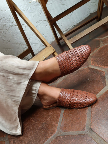 LILY-TAN signature woven leather mules