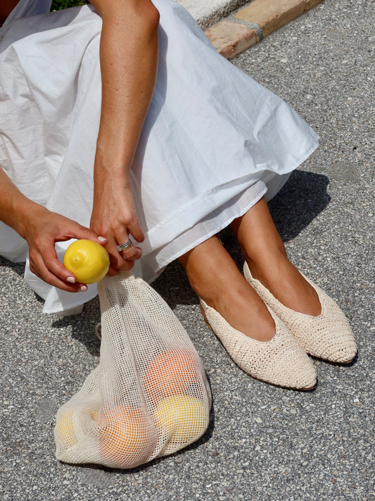 MOROCCO- NATURAL RAFFIA slingback closed toe flat