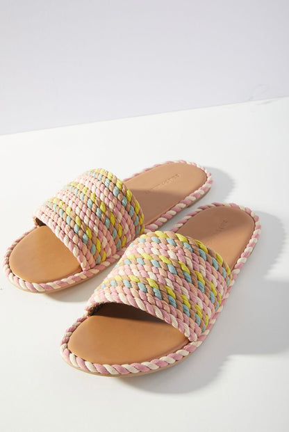 SUNSHINE-MIAMI MULTI vegan rope footbed slide sandal