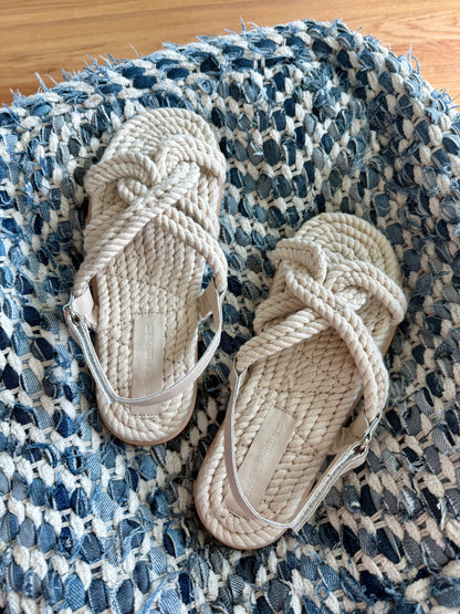 SANSA - NATURAL vegan rope nautical knot platform slingback