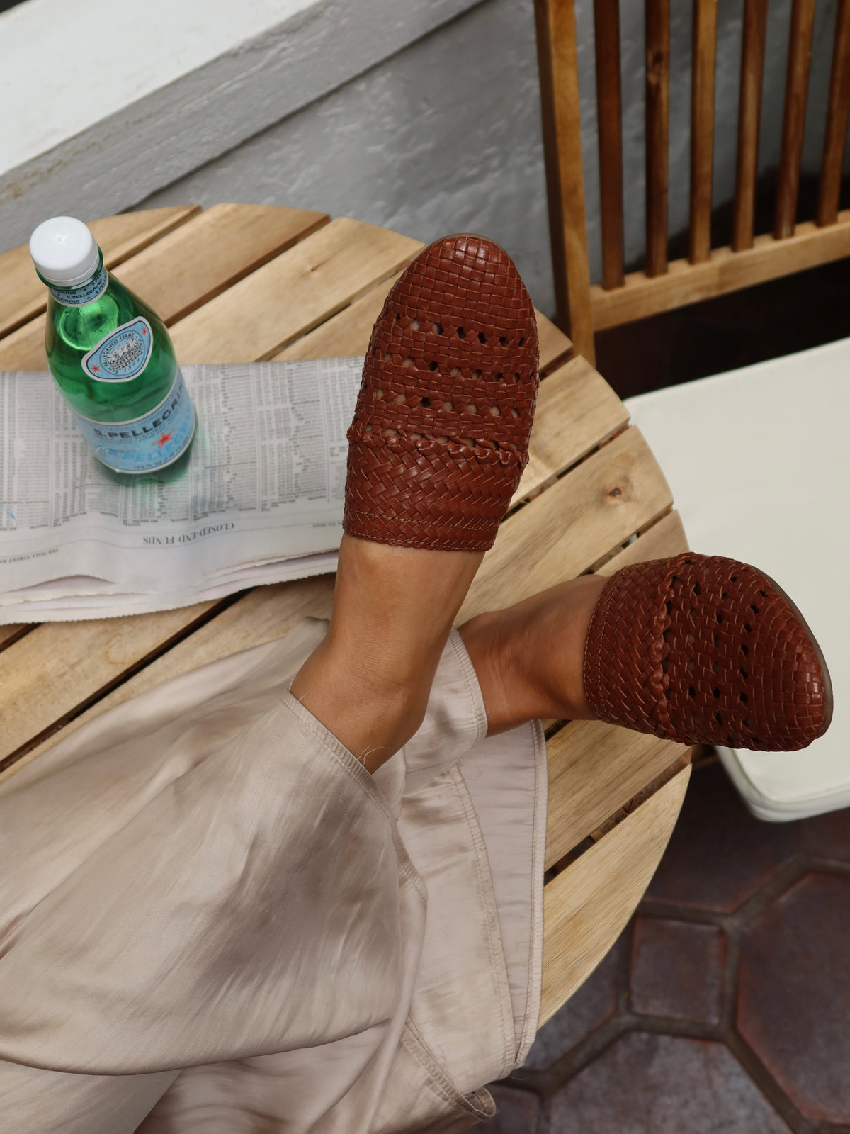 LILY-TAN signature woven leather mules
