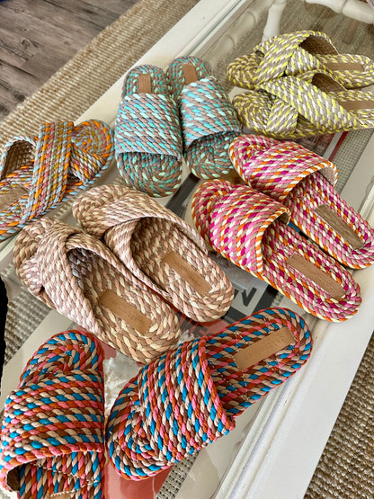 SUNNY- RETRO MIX vegan rope slide sandal