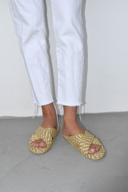 SARAYA - CITRON vegan rope cross band slide sandal