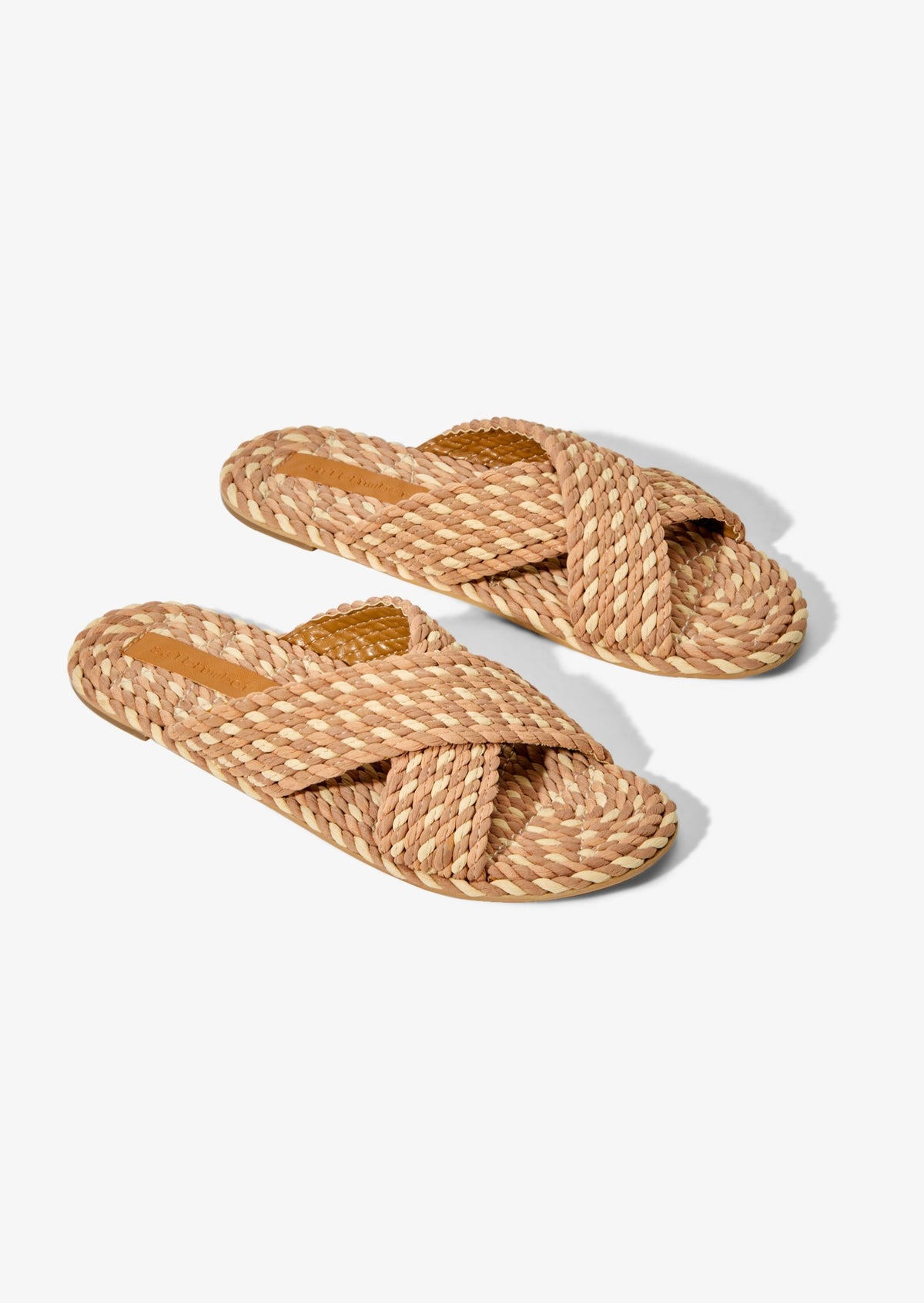 SARAYA - SAND MULTI vegan rope cross band slide sandal