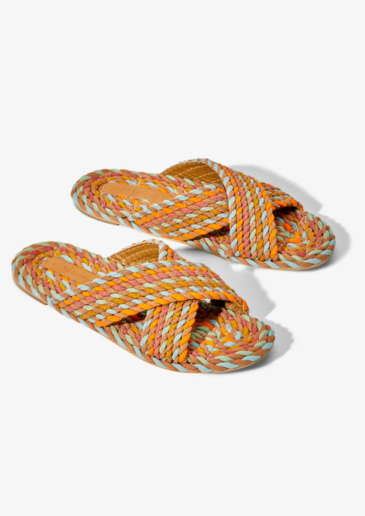 SARAYA - SUNBLEACH PASTEL vegan rope cross band slide sandal