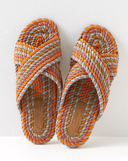 SARAYA - SUNBLEACH PASTEL vegan rope cross band slide sandal