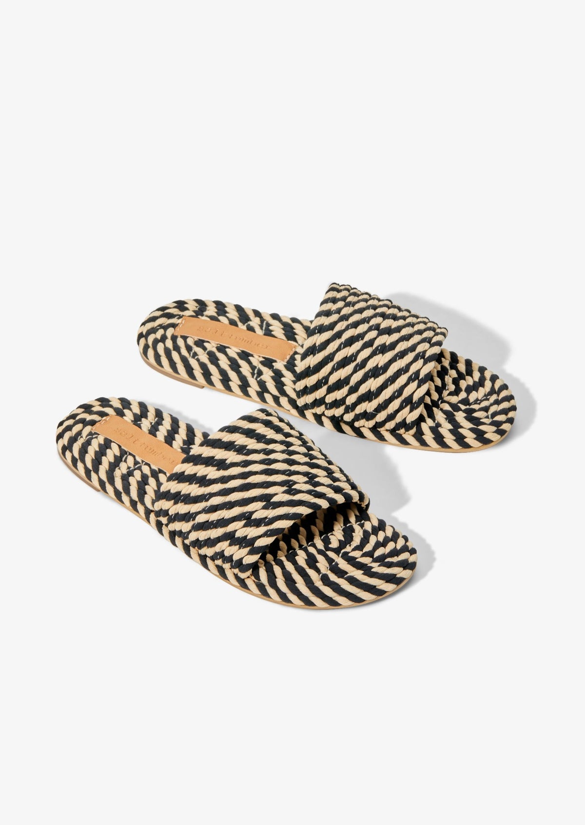 SUNNY - BLACK WHITE MULTI vegan rope slide sandal