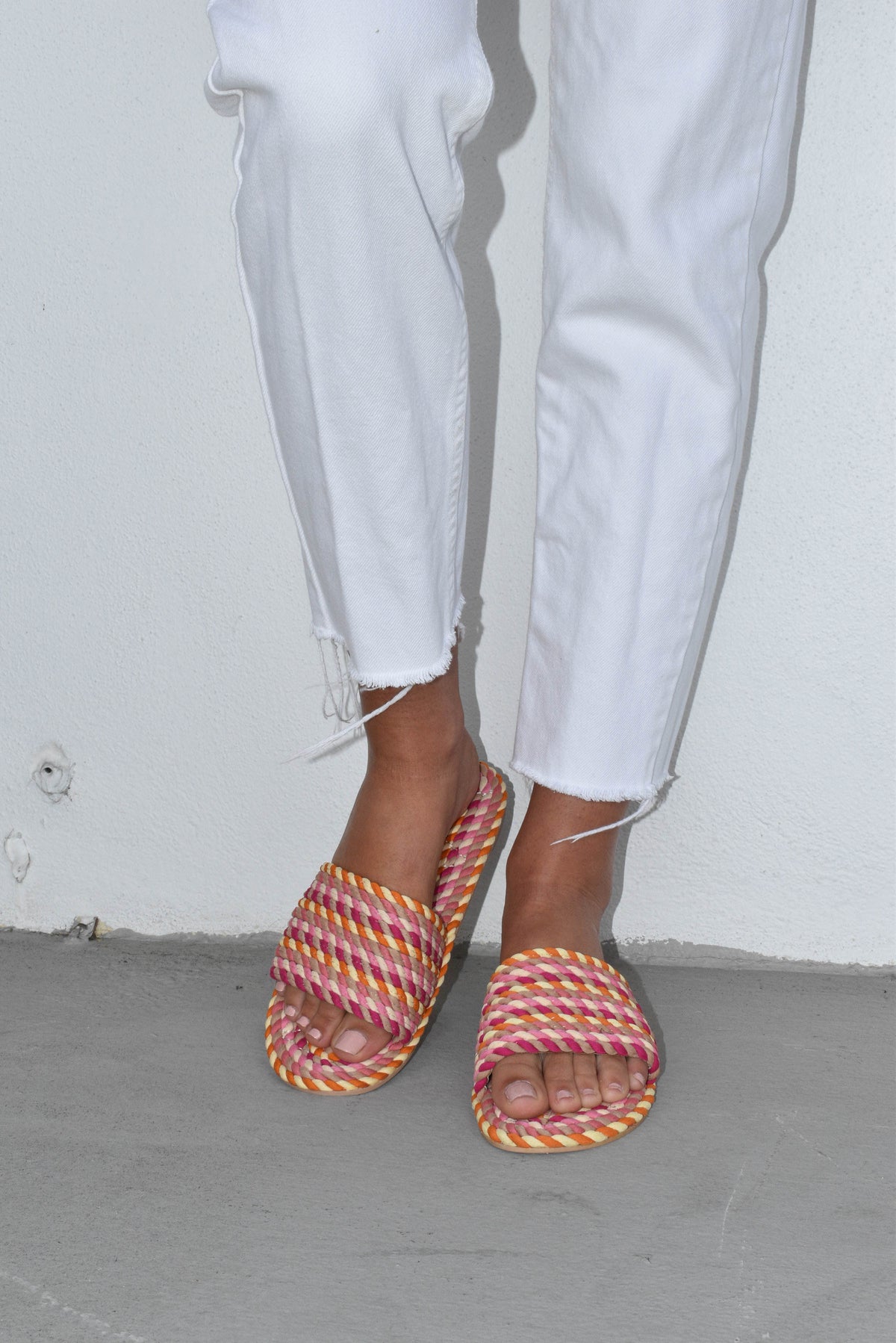 SUNNY- GRAPEFRUIT PINK vegan rope slide sandal