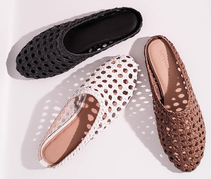 SHANTI - BLACK handwoven leather mule