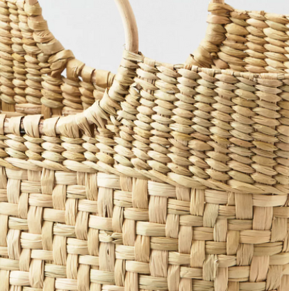 CAROL STRAW BAMBOO HANDLE CARRYALL BAG
