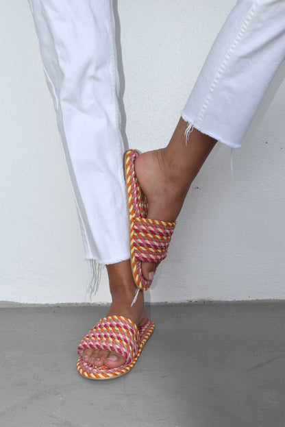 SUNNY- GRAPEFRUIT PINK vegan rope slide sandal
